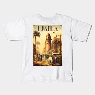 Luanda Angola Vintage Travel Art Poster Kids T-Shirt